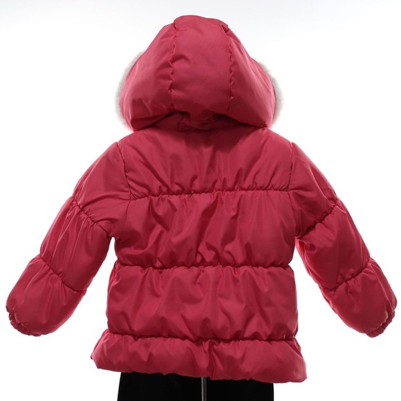 London Fog Girls Winter Puffer Jacket Coat 3T Pink Floral Hooded Fleece Lined - Picture 6 of 13